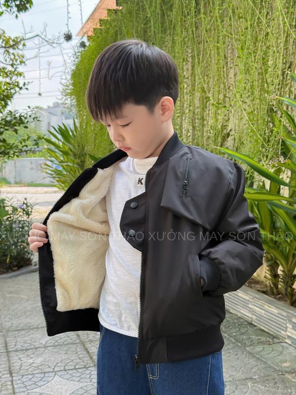 MỞ BÁN Áo khoác gió Bomber lót Lông Cừu cho bé Trai dày dặn phong cách năng Động
