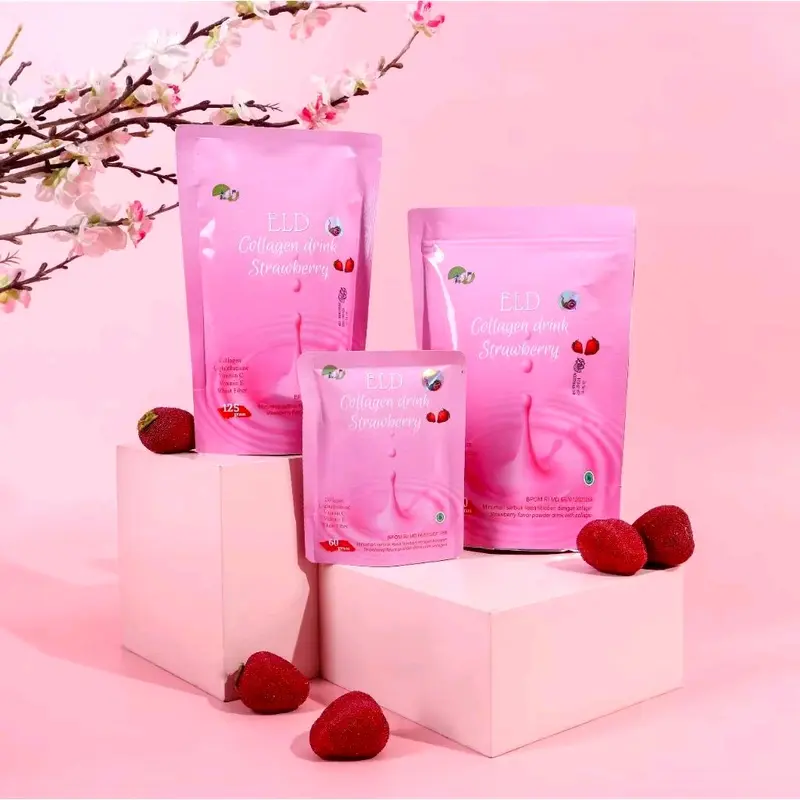 ELD Collagen Drink Strawberry Memutihkan dan Mencerahkan Kulit [60 Gram] minuman pemutih suplemen kulit 7