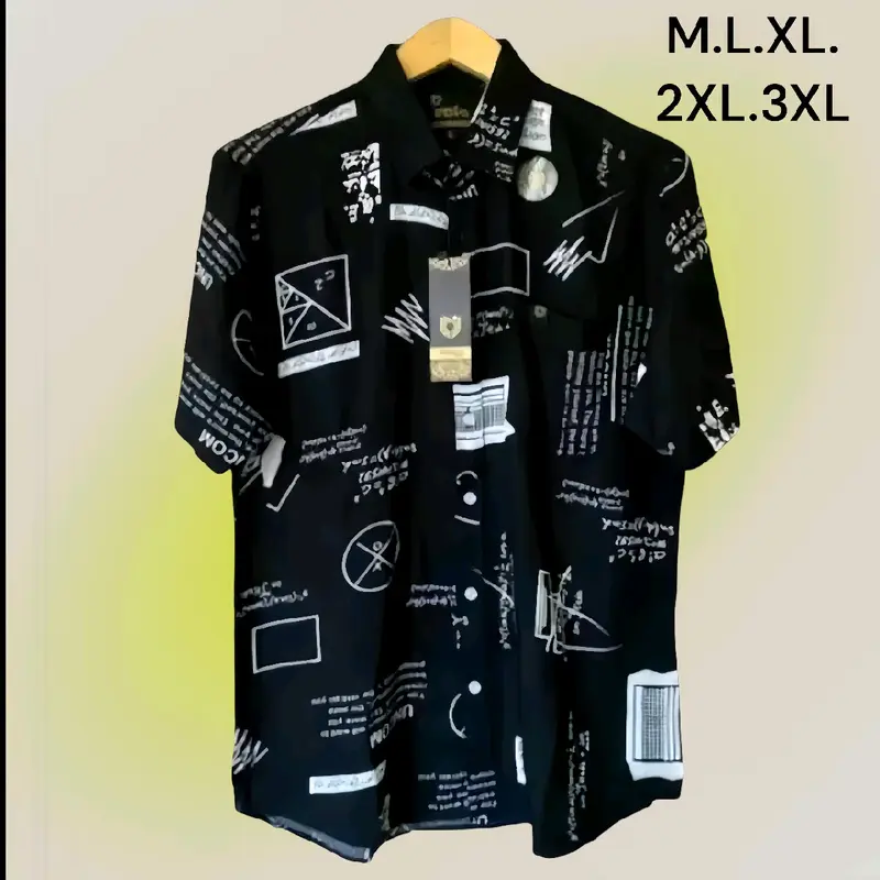 TERBARU KEMEJA MOTIF PRIA DEWASA / HEM PRIA CASUAL MOTIF / KEMEJA HAWAI KEMEJA SANTAI TERBARU Pendek rapi y Baju Kain Katun  Fit Cowok 3