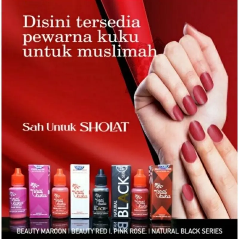 INAI KUKU MUSLIMAH / INAI KUKU HALAL TAHAN LAMA / INAI KUKU BEAUTY MAROON Kutek / Inai Kuku Muslimah Halal Tahan Lama Beauty Maroon Kutek 1