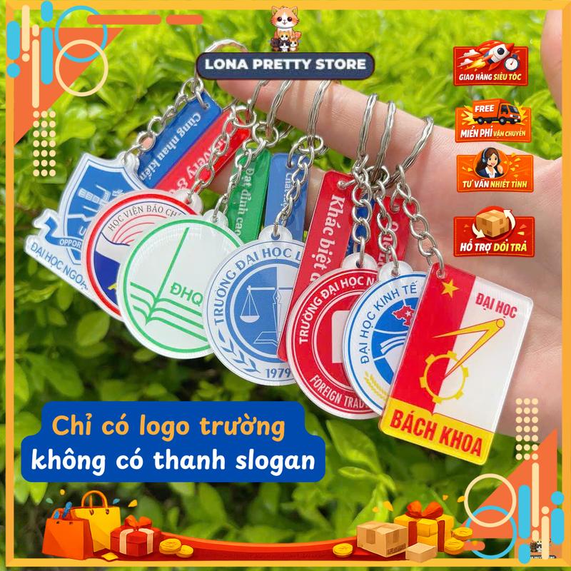 Móc khoá mica trường đại học in UV-ép kính 2 mặt