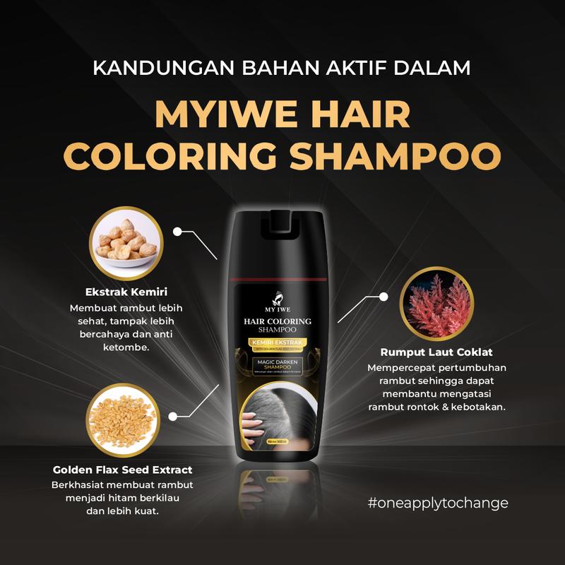 Shampoo Penghitam Rambut Putih Penghilang uban MY IWE HAIR Coloring Itam Black Myiwe Shampo Untuk Mewarnai Berkilau Penghilang Beruban Sampo Untuk Berwarna Hitam Ampuh Alami Permanen Pria Wanita Kakek Nenek Instant Cepat Menghitamkan 1