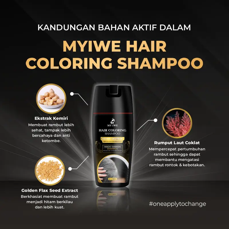 Shampoo Penghitam Rambut Putih Penghilang uban MY IWE HAIR Coloring Itam Black Myiwe Shampo Untuk Mewarnai Berkilau Penghilang Beruban Sampo Untuk Berwarna Hitam Ampuh Alami Permanen Pria Wanita Kakek Nenek Instant Cepat Menghitamkan 1