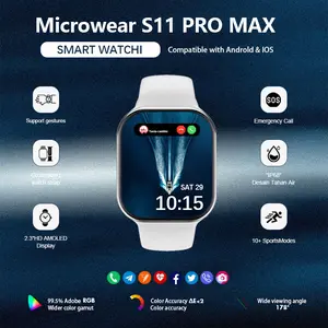 Smart Watch 11 Pro Max  10 Pro Max  Original Pria Wanita - Layar AMOLED 2.2" NFC GPS Tahan Air Panggilan Bluetooth Pengisian Nirkabel Gratis Wallpaper