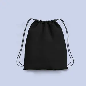 Tas Serut Kanvas Berwarna Hitam Polos/Tas Serut Hitam/String Bag Hitam