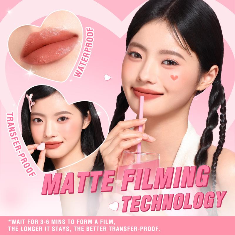 Product Introduction of [Official]PINKFLASH #LovingHeart Soft Matte Transfer-proof Lipstick Creamy Smooth Non-crack 12H Wearing Intense Pigmented 4