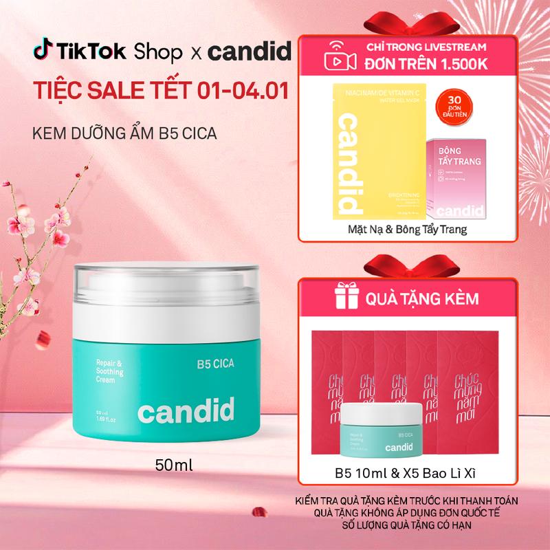 KEM DƯỠNG ẨM PHỤC HỒI CANDID B5 CICA REPAIR AND SOOTHING CREAM 50ML
