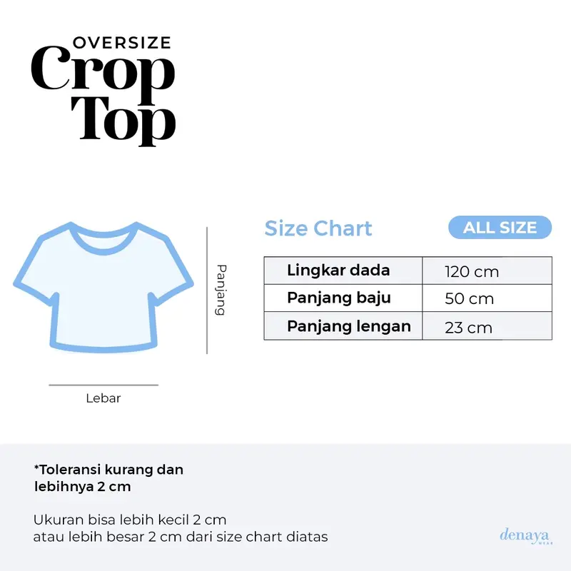 KAOS CROP TOP OVERSIZED LENGAN PENDEK DENAYA WEAR 2