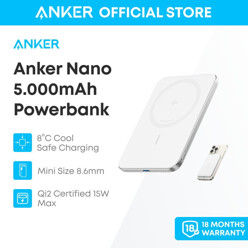 Pin Dự Phòng Anker Nano 5,000mAh Siêu Mỏng Sạc Không Dây Từ Tính Chuẩn Qi2 15W Tương Thích MagSafe Thiết Kế Công Thái Học Dùng Cho iPhone 17 16 15 14 13 12 Series - A1665