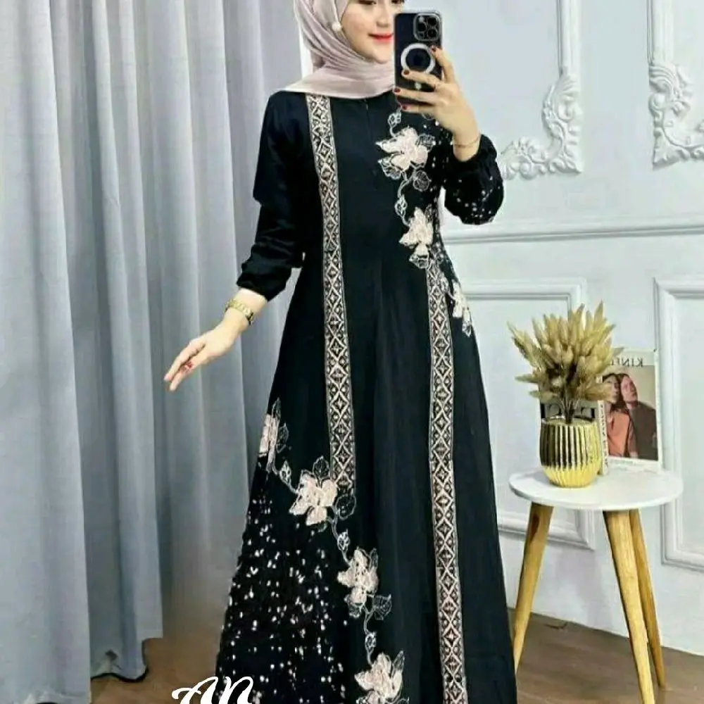 gamis twill rayon premium, batik terbaru, Dress panjang,  Baju Wanita Panjang Dewasa Busui,  baju Muslim, kain Tebal