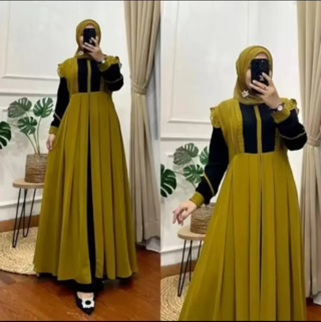 MAXY DRESS TERBARU/GAMIS WANITA DEWASA JUMBO TERLARIS/MAXI DRESS DEWASA MODERN/GAMIS LEBARAN Crinkle Kombinasi