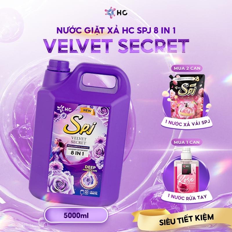 CAN 3.5L - 5L Tặng Quà Nước Giặt Xả Thái Lan HC SPJ Tím 8 TRONG 1 – Bản Mới VELVET SECRET Hương Thơm Tinh Tế Đánh Bay Vết Bẩn Lưu Hương 24h Date Mới Nhất
