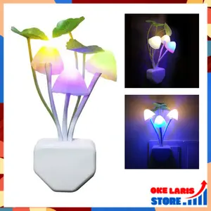 OLS (COD) Lampu Tidur Mini Bentuk Jamur Colok Dinding Lampu Tidur Sensor Mushroom Lamp Lampu Hias LED