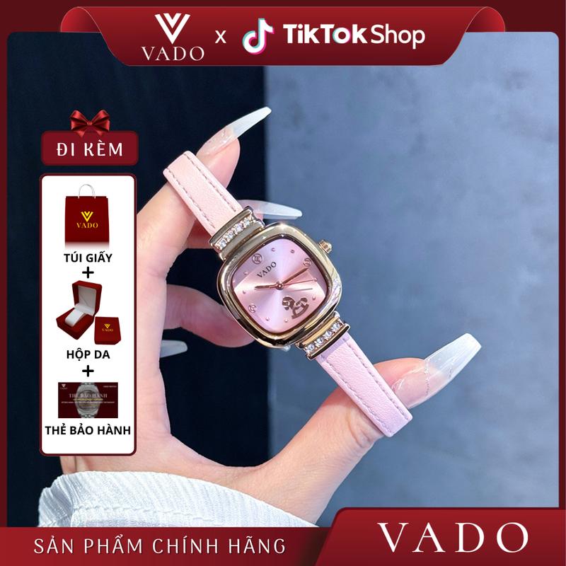 [LIVE - DH7234V] Đồng Hồ Nữ Mặt Vuông Dây Da Hồng Nhẹ Nhàng - Phong Cách Dễ Thương – DH7234VADO-HONG