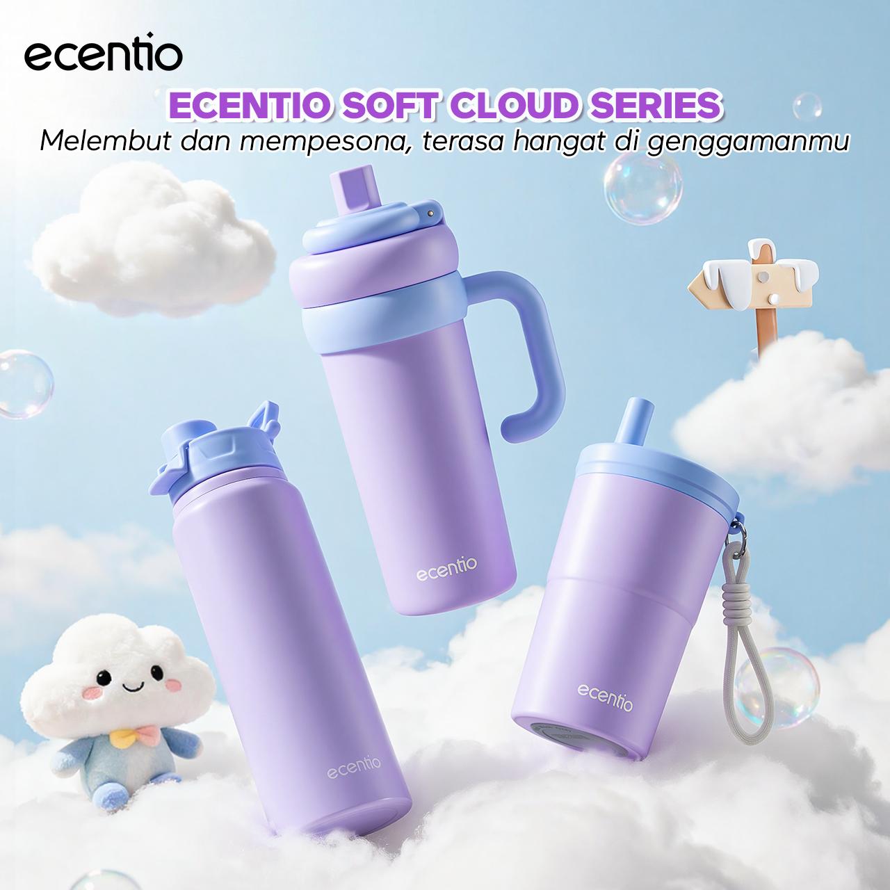 【 PO 22 Jan】【celyhome exclusive】ecentio 750ml Aluminum Bottle+550ml tumbler Stainless 【Soft Cloud Series】 sport outdoor lari Portable Tetap dingin selama 24 JAM Botol minum besar