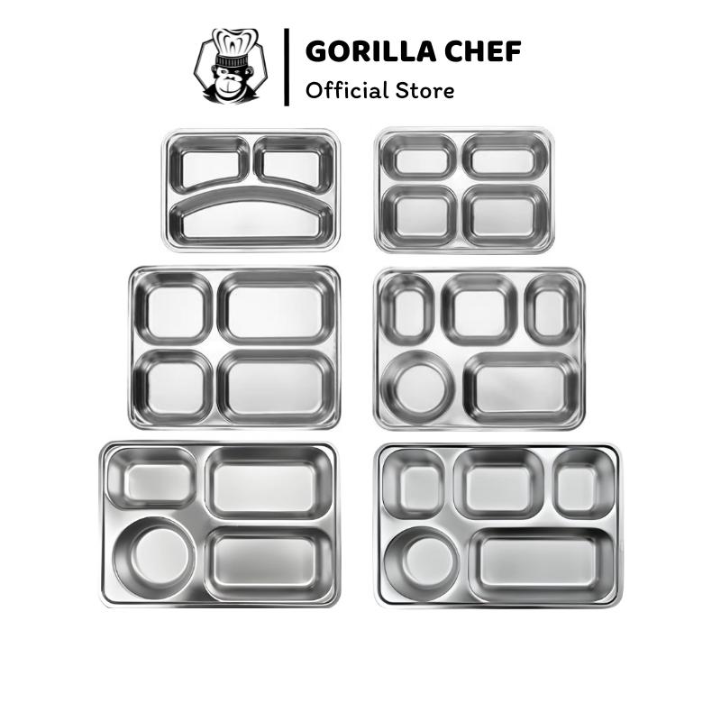 Khay cơm inox 3 4 5 ngăn sâu lòng Gorilla Chef phong cách Hàn Quốc an toàn cho sức khỏe
