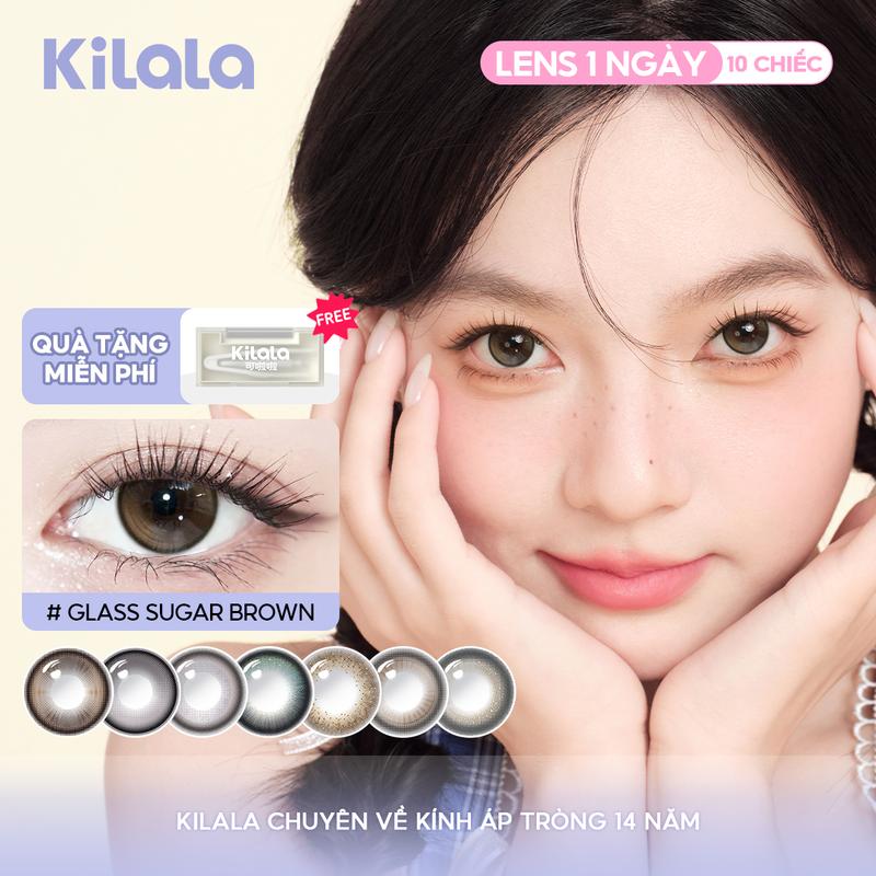 10 chiếc kính áp tròng Kilala LENS 1 NGÀY màu Nâu Xám Lam Tím DIA 14.0-14.5mm độ cận 0-7 màu sắc thiết kế độc đáo khiến mắt có thần hơn không bị lờ đờ ánh nhìn dịu dàng tràn đầy khí chất