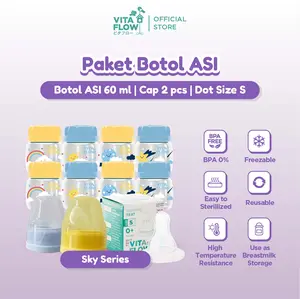 Vitaflow Breastfeeding Kit 8 Botol ASI Multifungsi PP 60 ml Sky