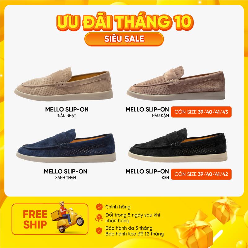 Giày Lười Nam Bentoni Mello SlipOn Chất Liệu Da Lộn Bò Cao Cấp, Mềm Mại, Giữ Phom Đế Cao Su Êm Ái, Chống Trơn, Bền Đẹp, Năng Động, phù hợp Đi Làm, Đi Học, Đi Chơi