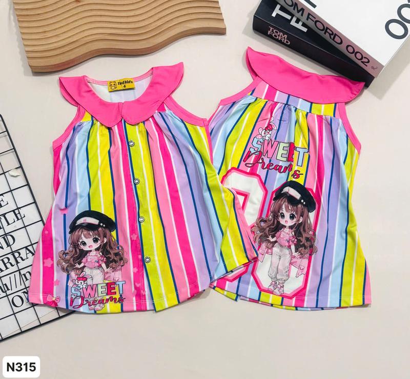   10kg tới 55kg  Đầm bèo xinh  thun lạnh in hoạ tiết hoạt hình in 3D chất  mềm mịn co dãn thoải mái cho bé gái mặc đi chơi xinh xắn đáng yêu Cotton pijama  cho áo  ngủ đồ  ngủ labubu đồ  tết 