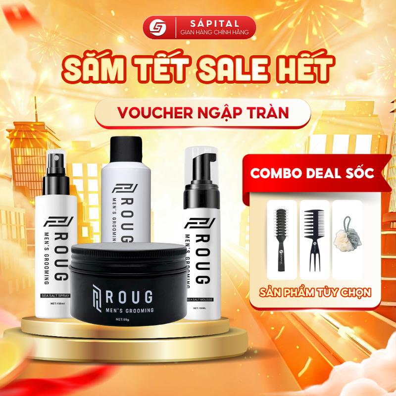 VERSION 4 Sáp Vuốt Tóc Roug Men's Grooming Matte Clay 90g - Sáp vuốt tóc Roug Đen Bọt tạo kiểu Roug Xịt tạo phồng Roug Gôm xịt tóc Roug | Chính Hãng Singapore