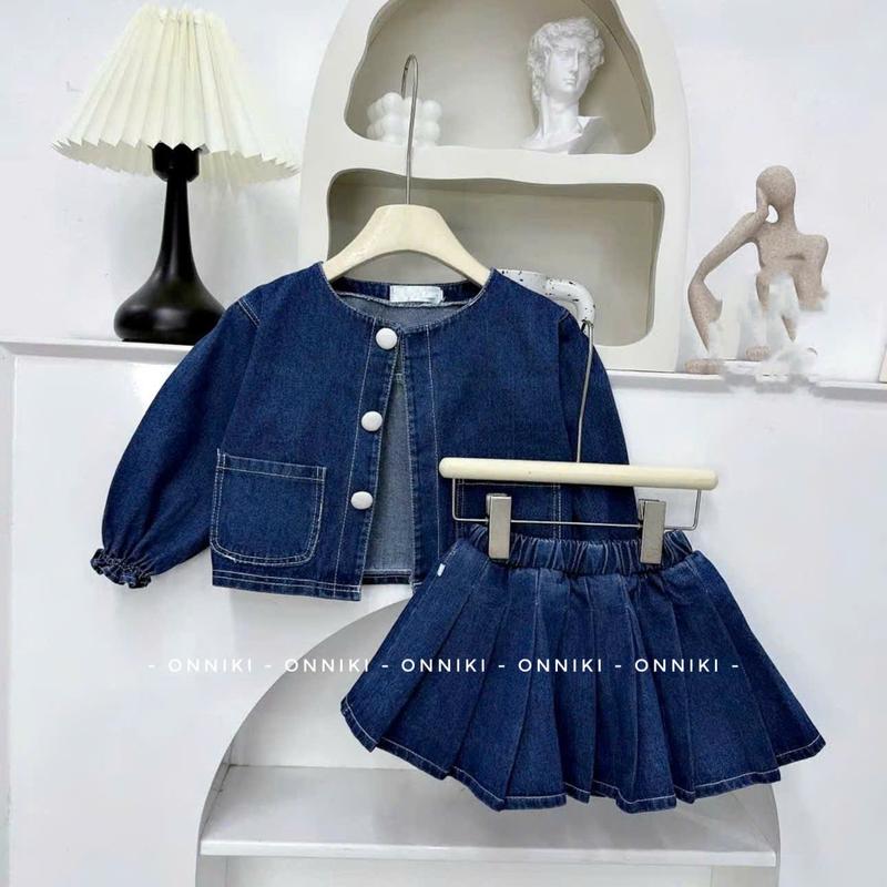 Form Chuẩn - Lấy Đúng Size Set Jean CHÂN VÁY XẾP LY Style Hàn Sang Chảnh Dành Cho Bé Gái Mềm Mịn Mướt Size Từ 6-25kg