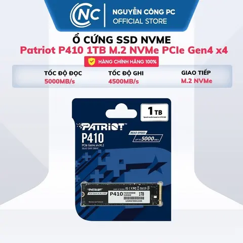 Ổ Cứng SSD Patriot P410 1TB M.2 NVMe PCIe Gen4 x4 - BH 60 tháng