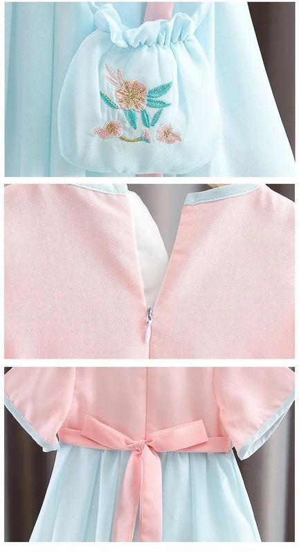 Product Introduction of Summer Girls 'thin short-sleepved Super fairy Chinese style Hanfu costume baby purple outfit dress pink 6-8 years FRP 2426 7