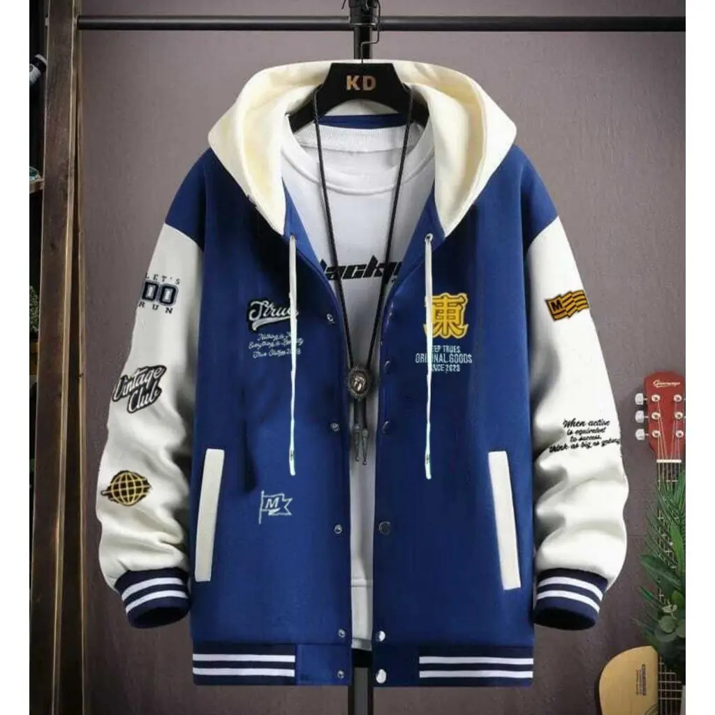 [MV] Jaket Button Pria Wanita Unisex Sablon Tebal Lembut Japanese Style Fit Fleece Zipper Keren Oversize Hitam