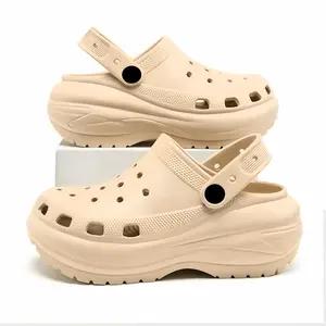 【NEW】Sandal crocss wanita, sandal datar setinggi 8cm, bahan one-piece EVA, ukuran 36-41