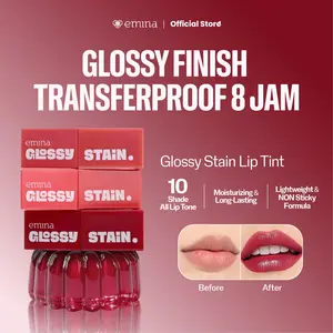 Emina Glossy Stain 3g - Melty Gel Lip Tint, Tahan Lama Transferproof, Melembabkan Bibir, Hasil Glowing Glass Lips, Ringan Nyaman, Warna Pigmented Natural, Cocok untuk Daily Look & Korean Makeup