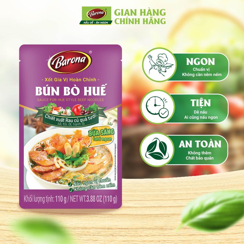 Gia Vị Bún Bò Huế Barona 110g tươi ngon chuẩn vị không cần nêm nếm