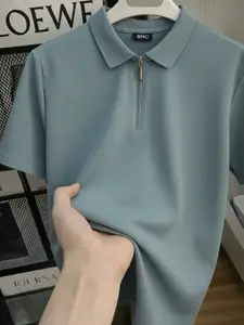 Kaos Polo Shirt Pria Zipper Kerah Baju Kaos Risleting Depan Polos Lengan Pendek Terlaris Bahan Katun Cuti Jahitan Overdeck Size M L XL XXL Slim Basic