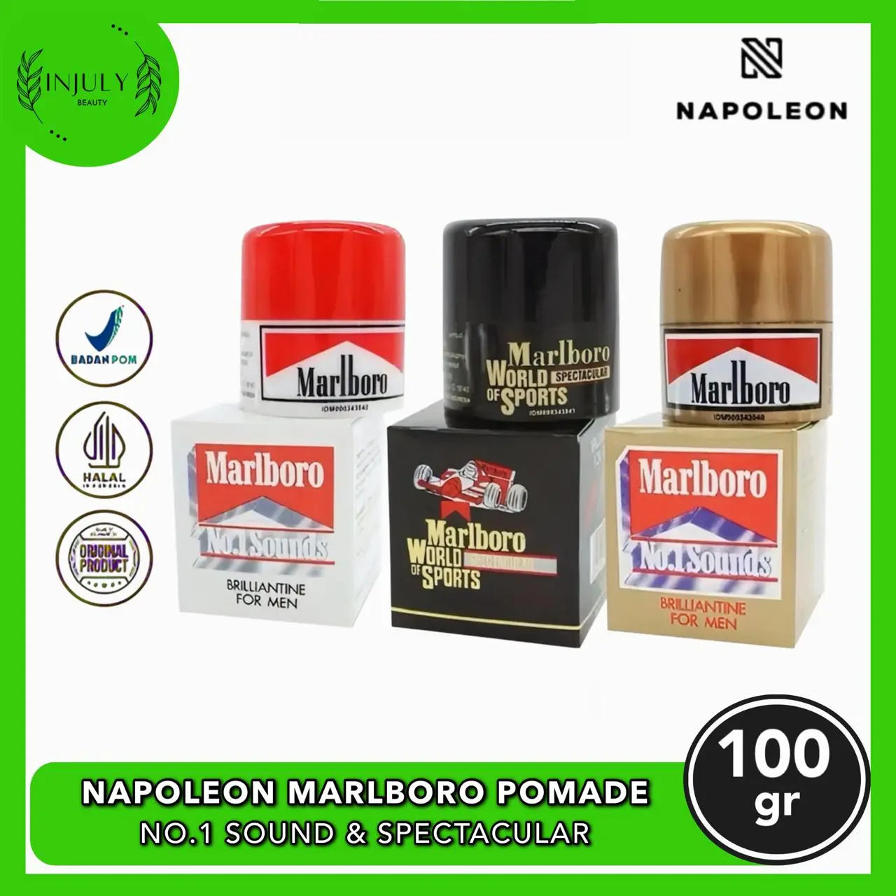 Pomade Marlboro Napoleon Hitam dan Putih 100gr - Minyak Rambut Pria