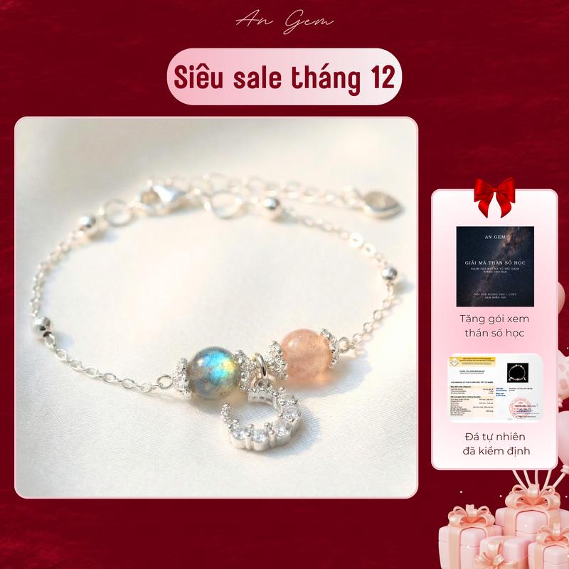 Vòng tay nữ đá tự nhiên mix charm mặt trăng An Gem lắc tay đá phong thủy năng lượng tích cực phối charm tinh tế Bracelet phụ kiện quà tặng sinh nhật giáng sinh Noel Tết Valentine TẶNG GÓI XEM THẦN SỐ HỌC
