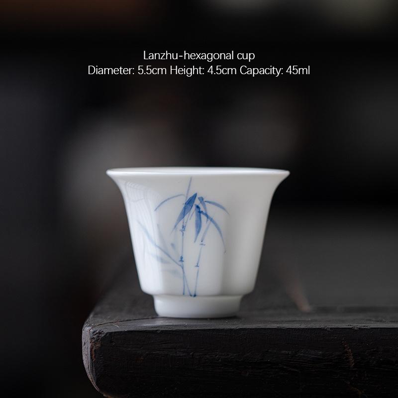Product Introduction of Bamboo Sancai covered bowl hand-painted ceramic single large high-end Dehua white porcelain tea bowl Kung Fu tea set gift 1