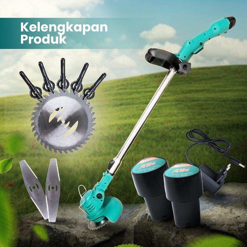 Mesin Potong Rumput Baterai Cordless Mailtank SH226A 12volt Gress Trimmer Berkualitas dengan 2 Baterai 4