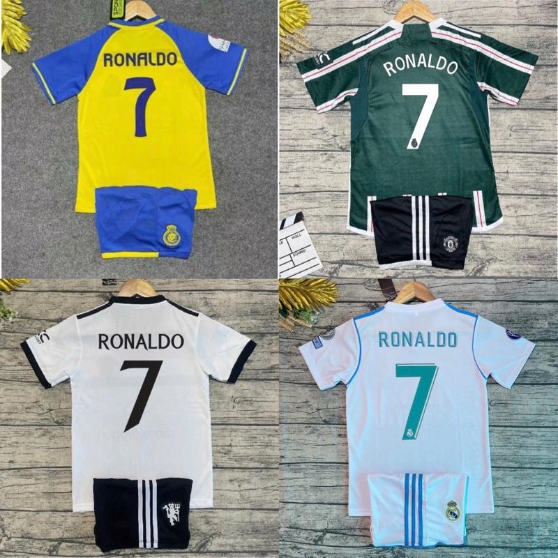 Áo bóng đá trẻ em in số 7 Ronaldo mới nhất- vải mè thái
