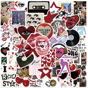 50 PCS kartun kecenderungan Mode Y2K gaya Amerika stiker untuk Buku Tempel/Buku Harian/HP/Dekorasi Laptop/Vinyl Stiker