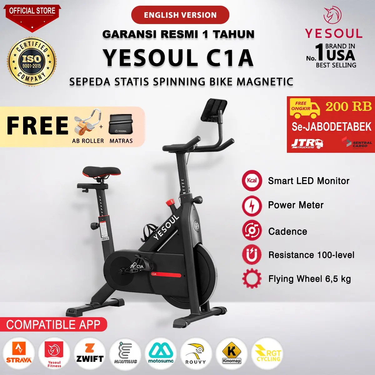 Yesoul C1A Sepeda Statis Spinning Bike Magnetic