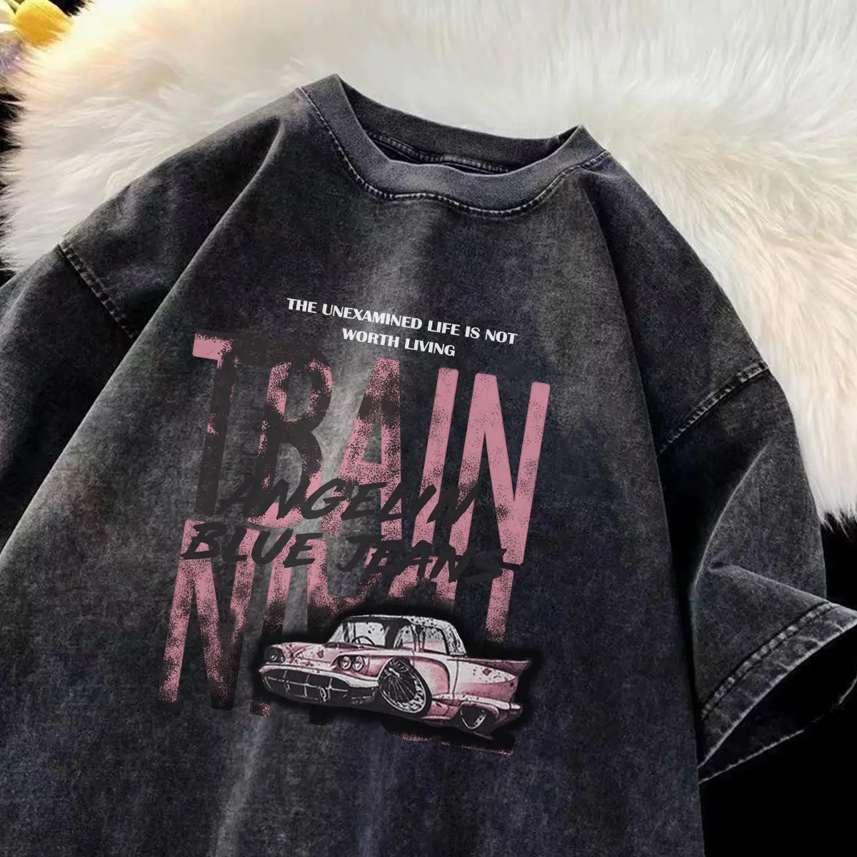 (7 warna) k020 lybh_store T-shirt Oversize Hitam(Washed) Wanita Pria Model Regular Unisex Cotton Car Pattern Kaos Putih Hitam Muda Panjang Katun Pendek Panjang Katun PriaOblong Polos Hitam Combed Atasan Simple
