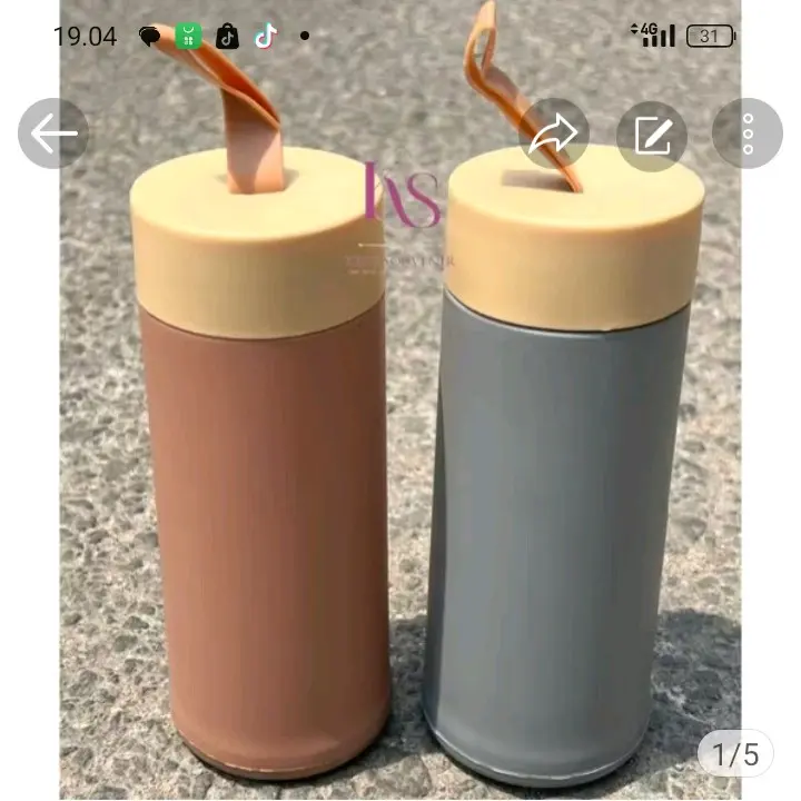 Thumbler Botol Minum Polos Tutup Warna Cream ll Bottles Kitchenware 0