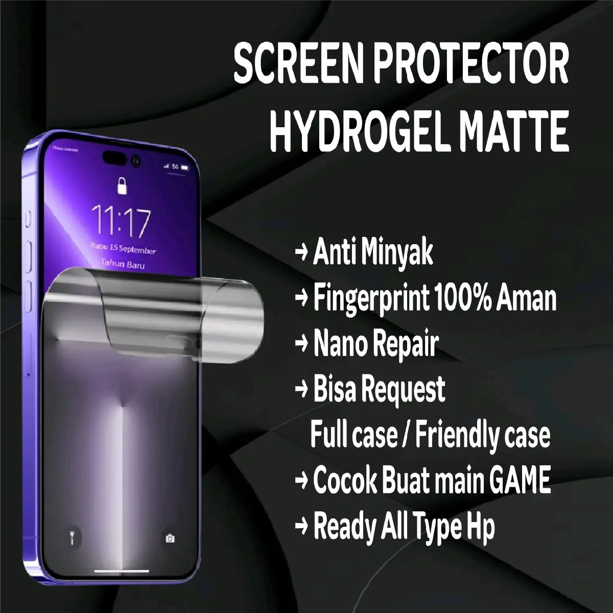 Hydrogel untuk samsung anti gores A11, A12, A13,A14 Layar Blue Handphone Protector