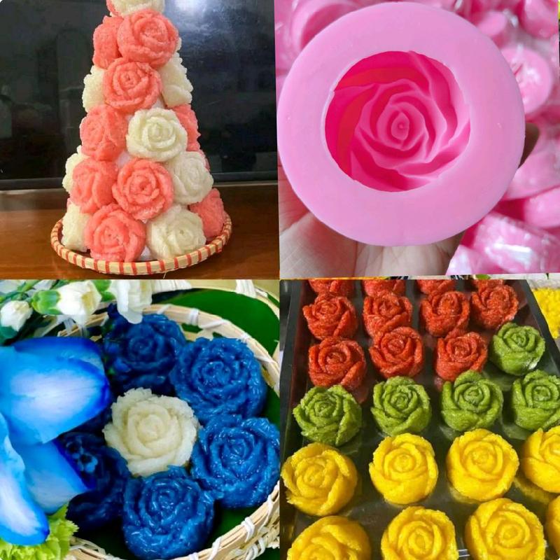  Khuôn hoa hồng nhấn xôi đổ thạch rau câu thạch cao trang trí bánh sinh nhật nến bơ chất liệu silicon NHIENCAKE 