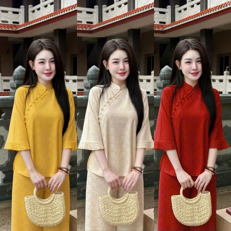 SÉT BỘ ÁO LAM TAY LỠ ĐI CHÙA ĐI LỄ DỊU DÀNG LỊCH SỰ MÀU SÁC TRANG NHÃ ĐỦ SIZE TỪ S - 3XL