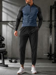 Conjunto de entrenamiento para hombre con media cremallera, conjunto de pantalón de manga larga que se seca rápido, ropa deportiva para pista y campo, correr y fitness