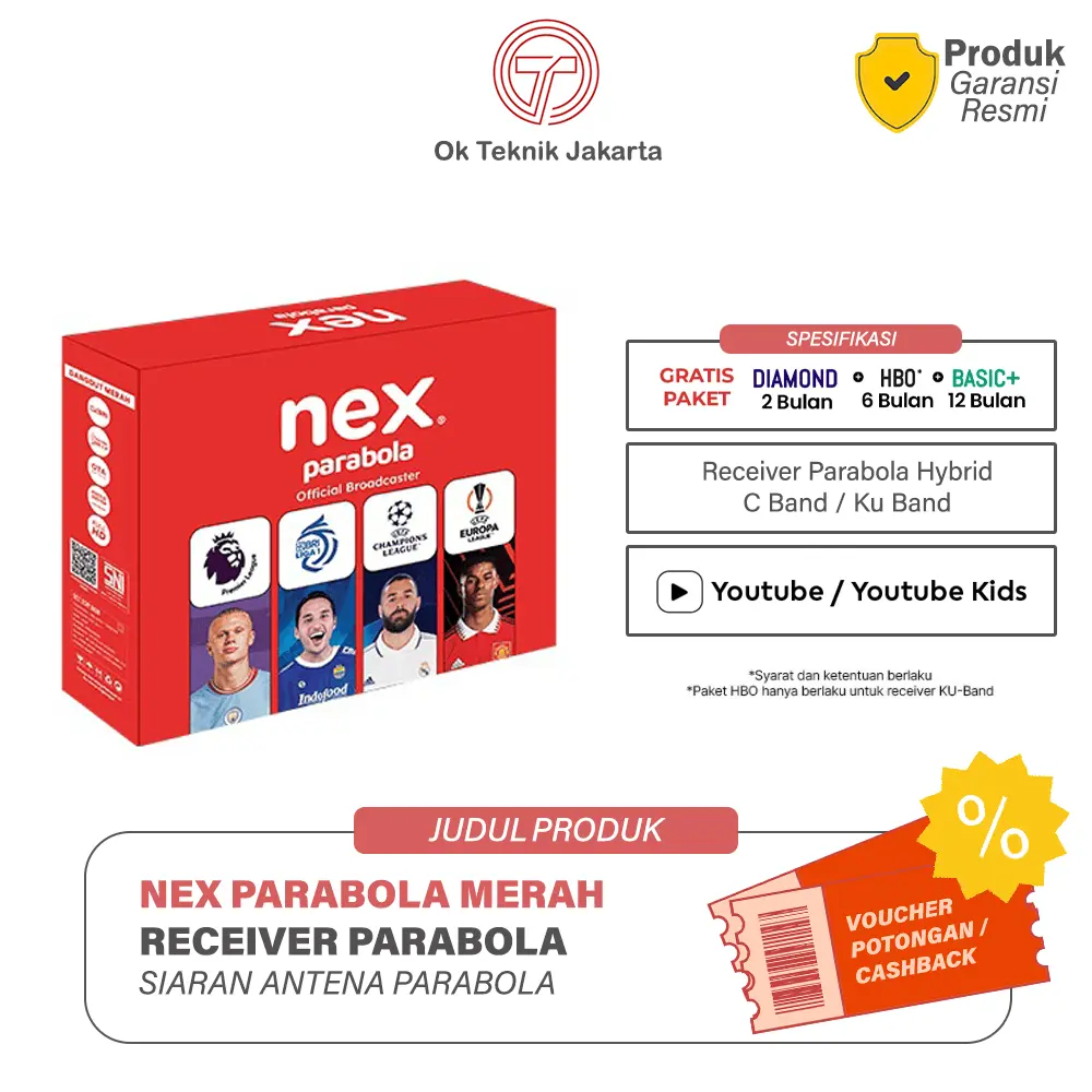 NEX - Receiver Parabola Nex Parabola Merah Liga Champions 2023 Hybrid KuBand
