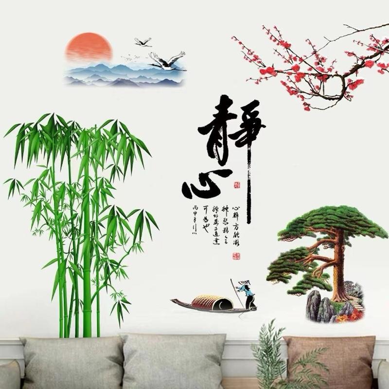 Decal Dán Tường Sơn Thuỷ Trang Trí Phòng Khách decal rời chi tiết