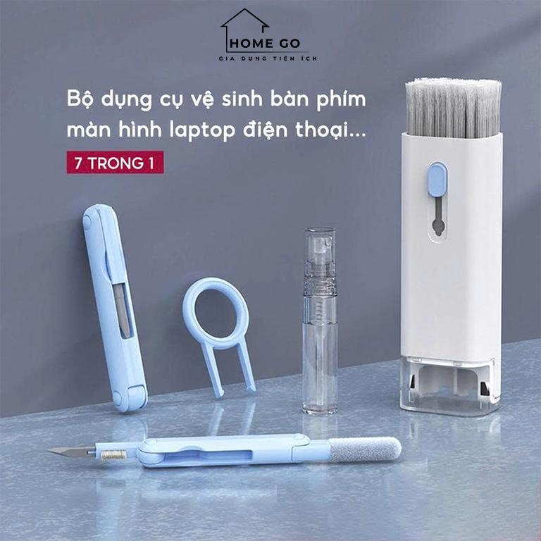  Bộ Dụng Cụ Vệ Sinh Laptop Đa Năng 7in1 ABS Siêu Bền 15x4x6cm Bao Gồm Bút 3 Trong 1 Bàn Chải Lông Mềm Dụng Cụ Tháo Bàn Phím Bình Nước Vải Lau Chuyên Dụng-Home Go 
