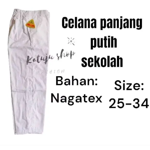 Celana panjang putih sekolah usia 6-12 tahun celana putih sekolah Fashion Anak 0